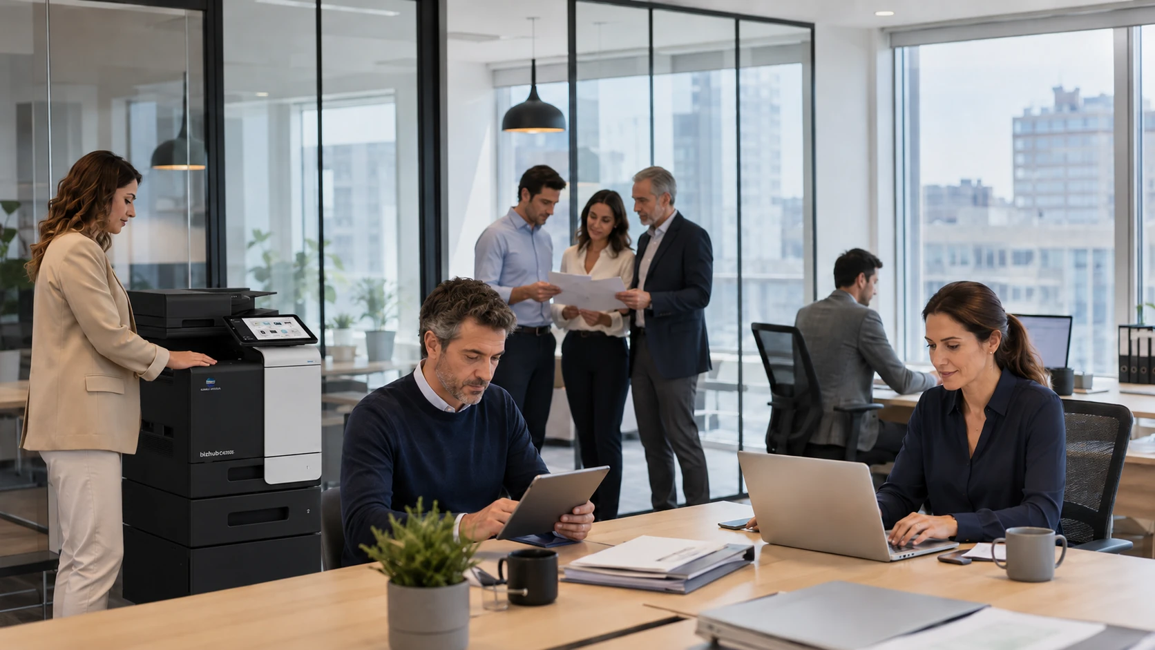 Oficina inteligente en la nube con equipo multifunción Konica Minolta